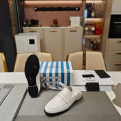 PRADA 26S LOAFERS 20MM IN CREAM WHITE CALFSKIN