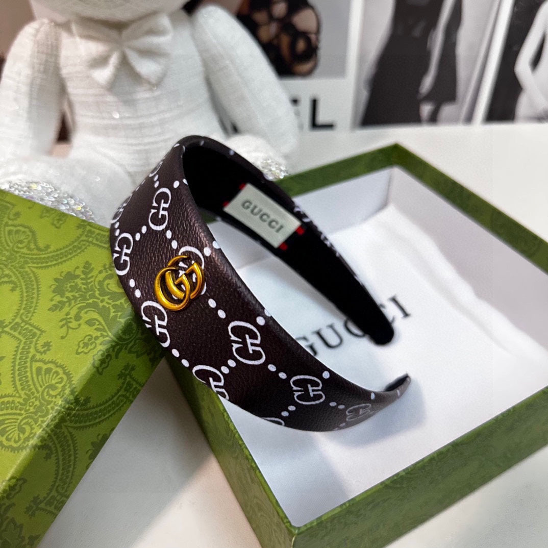 HEADBAND IN BLACK MONOGRAM PRINT LAMBSKIN 412506