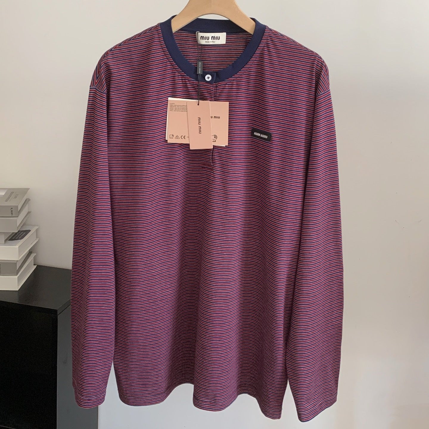 MIUMIU 26S LONG-SLEEVE STRIPED T-SHIRT 1377