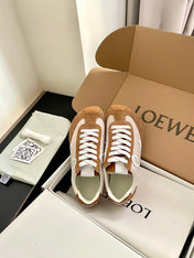 LOEWE 26S BALLET RUNNER 2.0 IN BROWN SUEDE AND BEIGE NYLON
