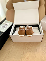 LOEWE 26S BALLET RUNNER 2.0 IN BROWN SUEDE AND BEIGE NYLON