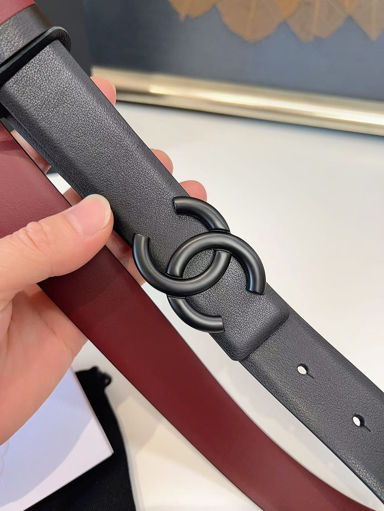 CHANEL 26S BELT 30 MM IN BLACK CALFSKIN 658694