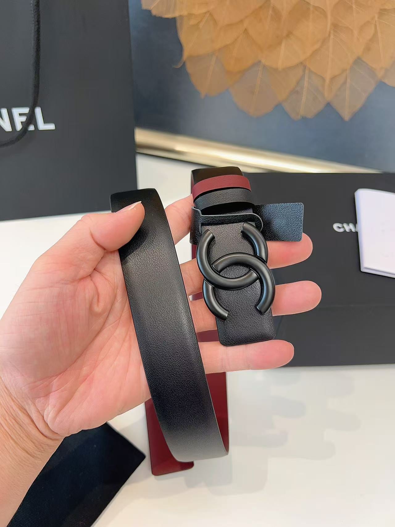 CHANEL 26S BELT 30 MM IN BLACK CALFSKIN 658694