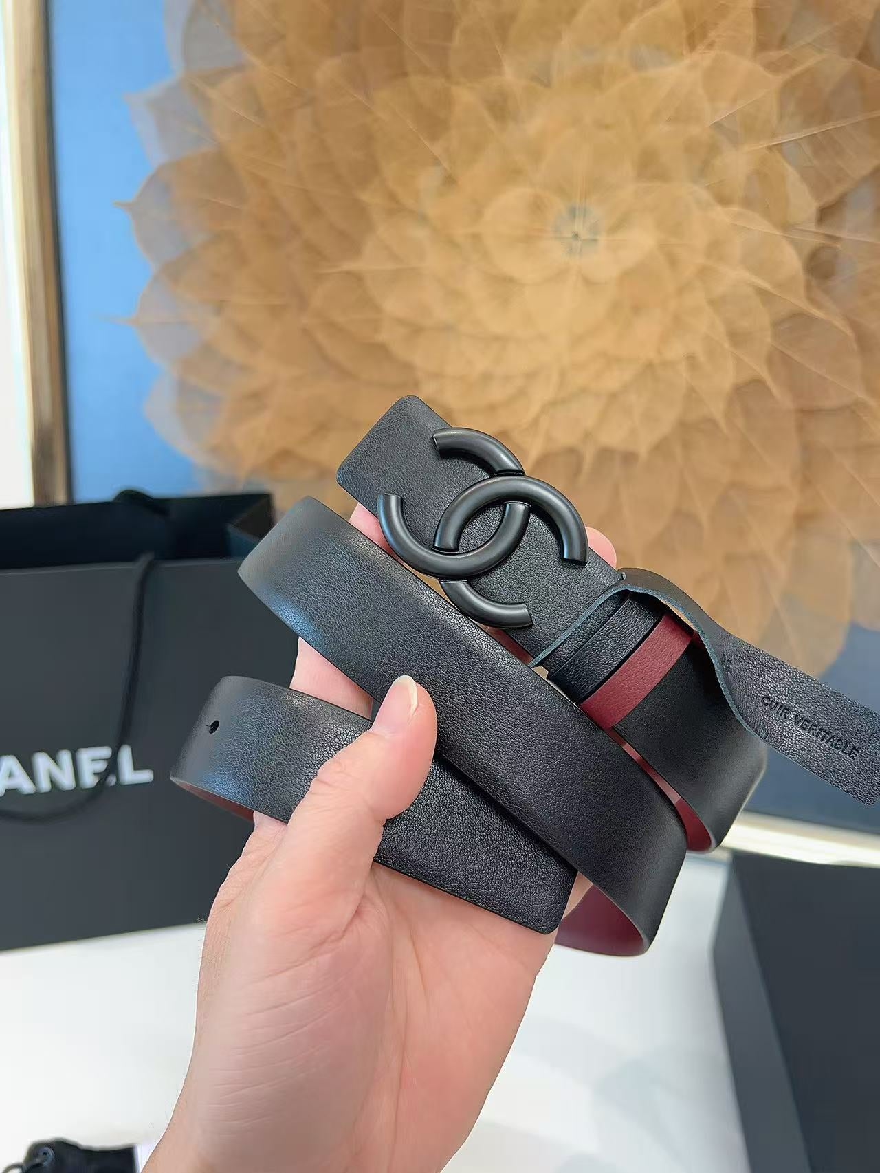 CHANEL 26S BELT 30 MM IN BLACK CALFSKIN 658694