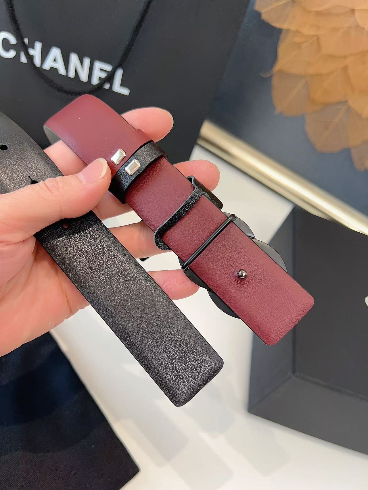 CHANEL 26S BELT 30 MM IN BLACK CALFSKIN 658694
