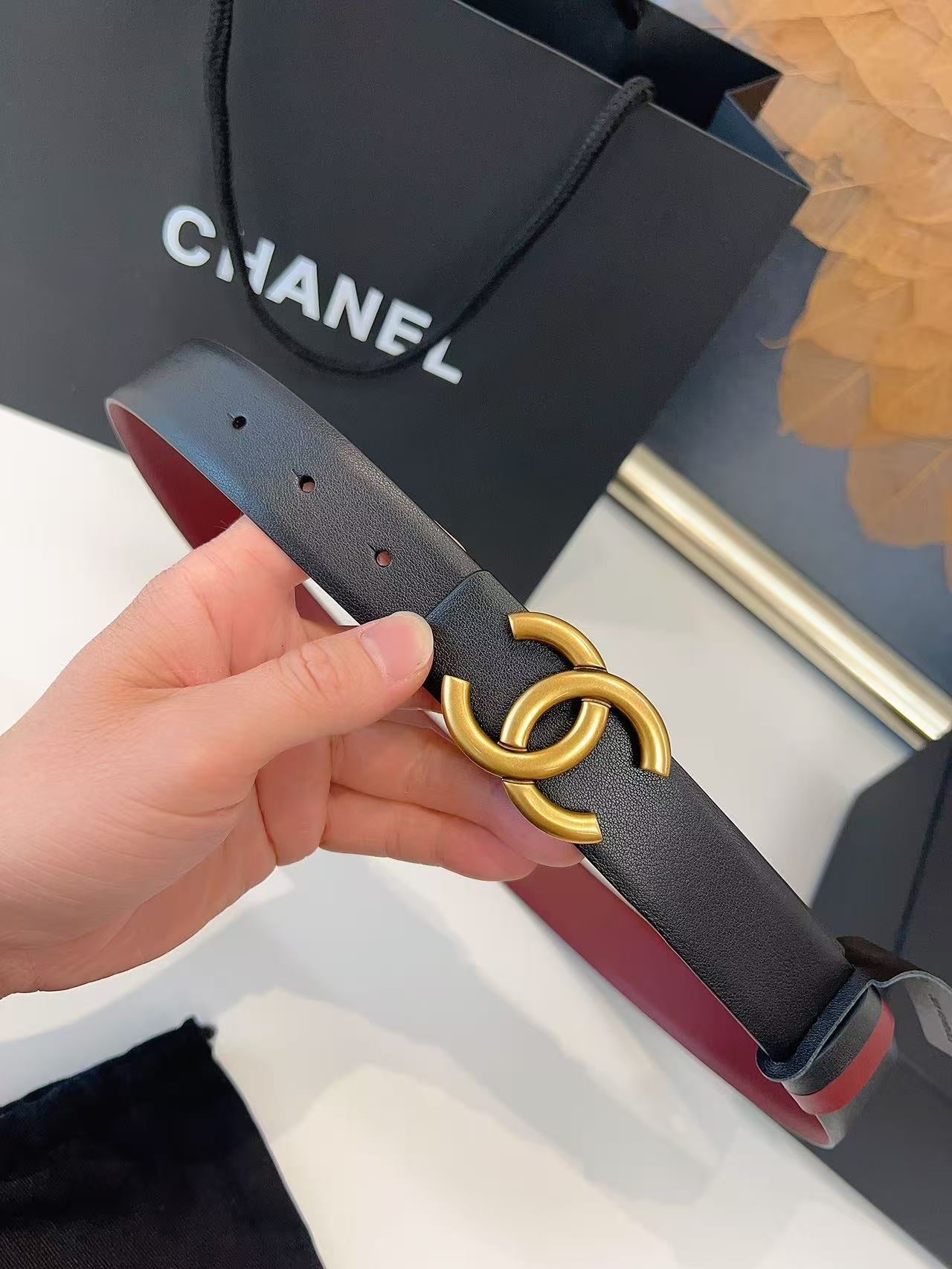 CHANEL 26S BELT 30 MM IN BLACK CALFSKIN 658695