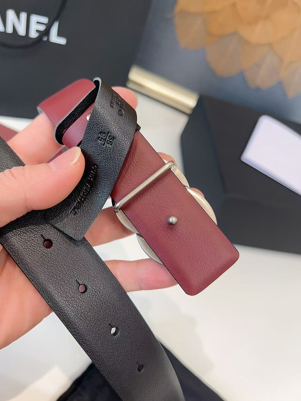 CHANEL 26S BELT 30 MM IN BLACK CALFSKIN 658696