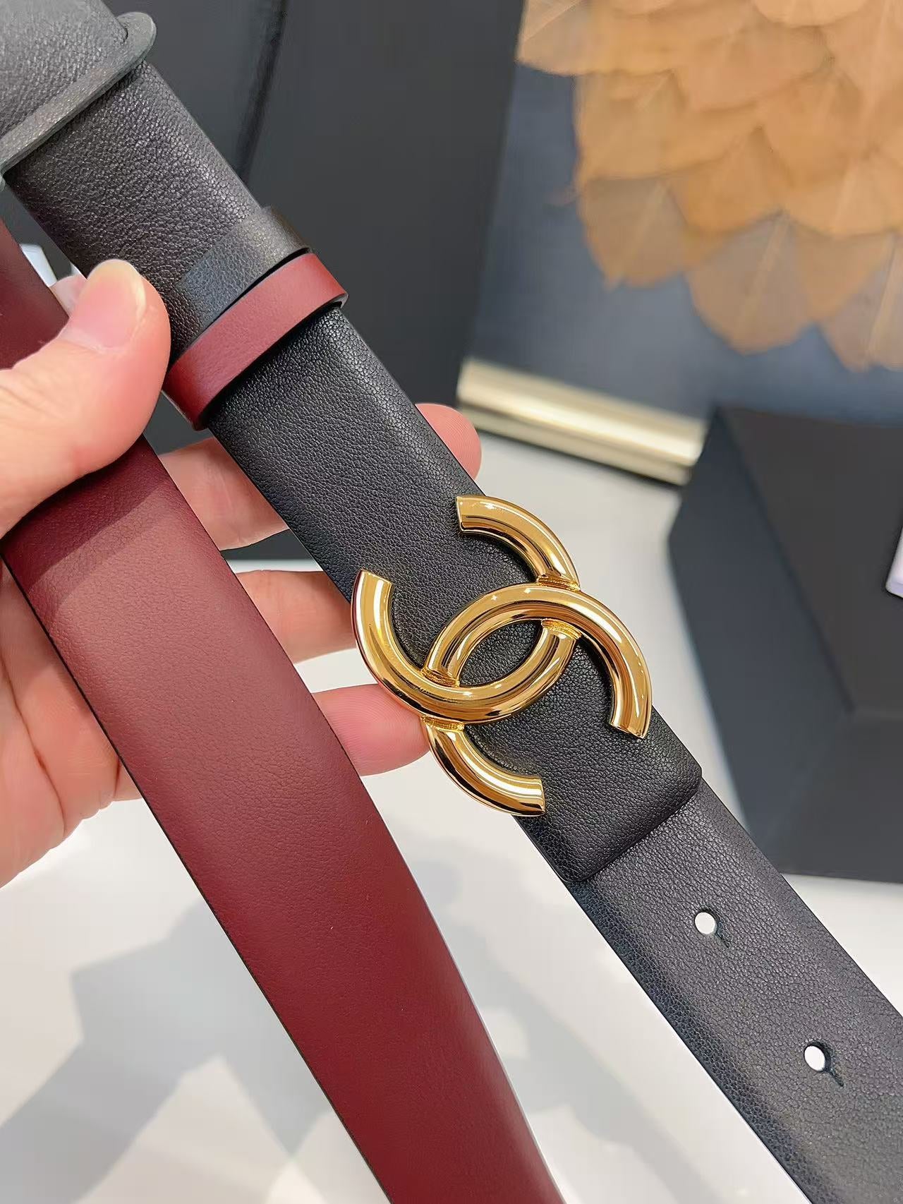 CHANEL 26S BELT 30 MM IN BLACK CALFSKIN 658697