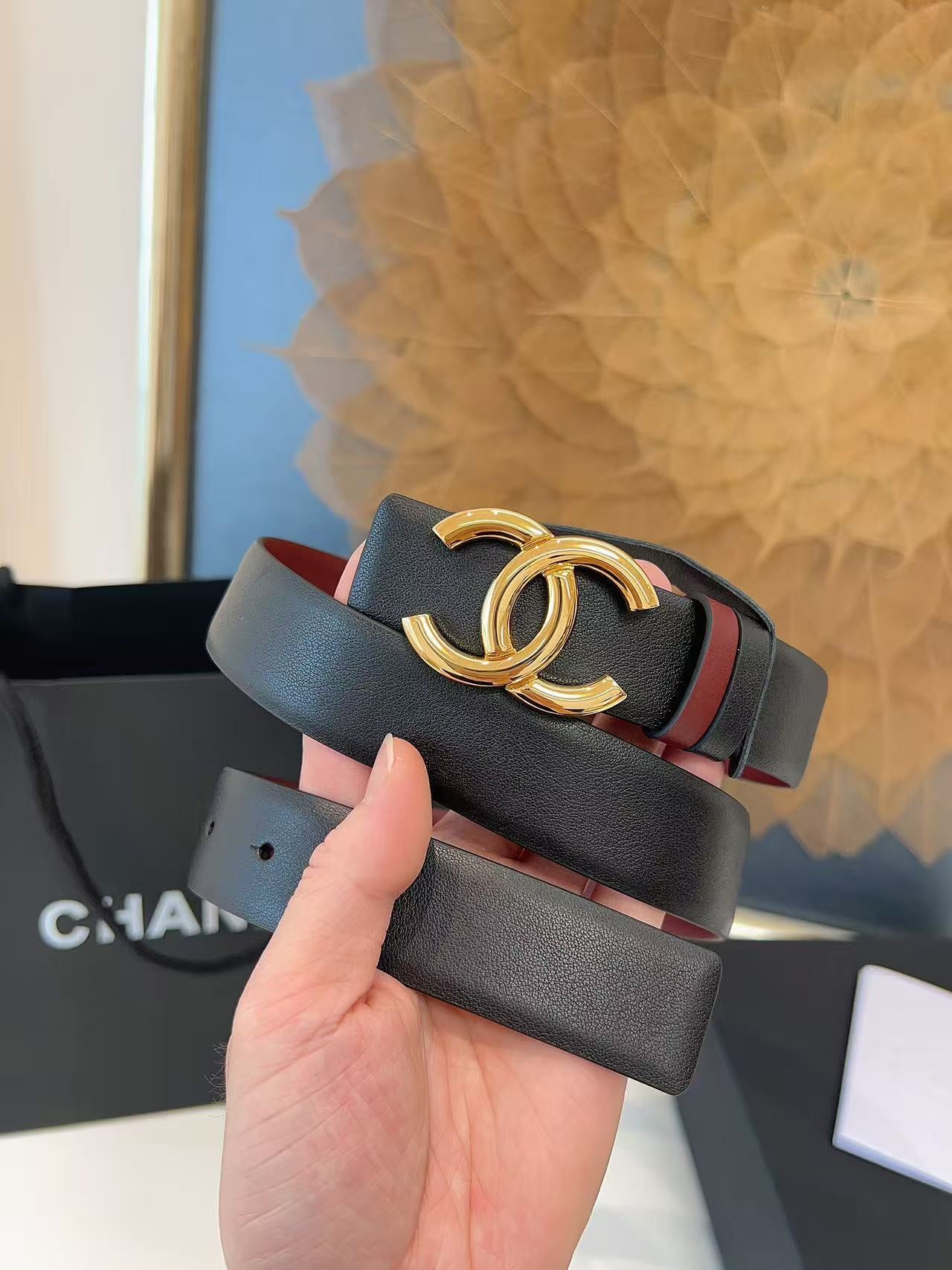 CHANEL 26S BELT 30 MM IN BLACK CALFSKIN 658697