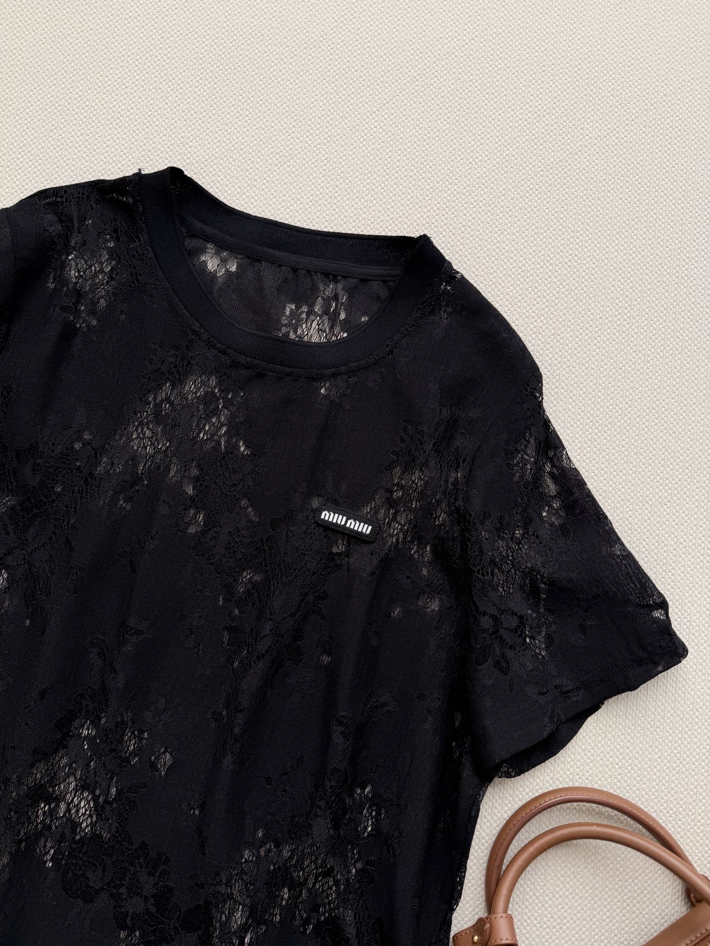 MIUMIU 26S LACE SHORT SLEEVE T-SHIRT 1229