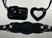 LE CAGOLE SMALL SHOULDER BAG 26 WITH RHINESTONES IN BLACK ARENA LAMBSKIN SILVER HARDWARE