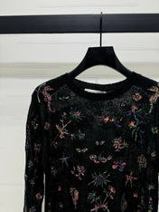 DIOR FLORAL EMBROIDERED KNITTED LONG-SLEEVE TOP 276695