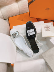 HM 26S INNOCENTE SLINGBACK IN WHITE CALFSKIN SILVER HARDWARE