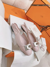 HM 26S INNOCENTE SLINGBACK IN LIGHT PINK CALFSKIN SILVER HARDWARE
