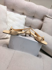 DIOR 26S BOW HEELED SLINGBACK SANDAL 45MM IN DARK BEIGE CALFSKIN