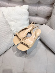 DIOR 26S BOW HEELED SLINGBACK SANDAL 45MM IN DARK BEIGE CALFSKIN