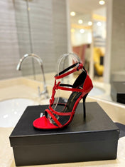 SL CASSANDRA HEELED SANDALS RED CALFSKIN
