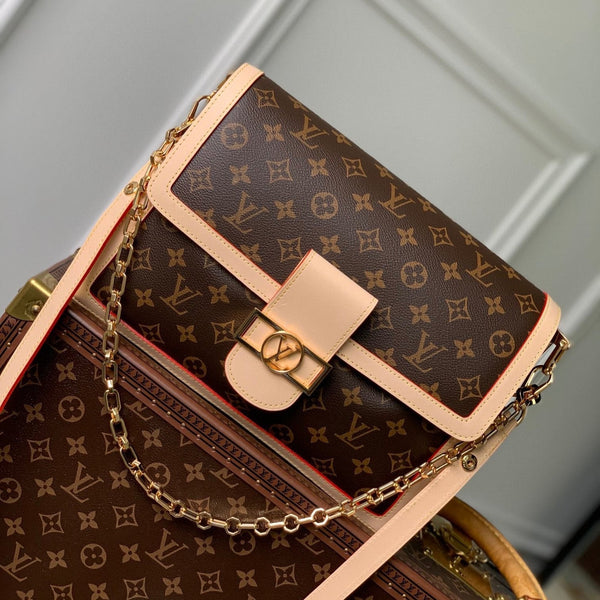 LV x TM DAUPHINE SOFT 28 IN BROWN MONOGRAM COATED CANVAS AND BLACK CALFSKIN