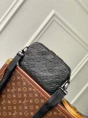 ALPHA NANO BAG 24 IN BLACK MONOGRAM SHADOW EMBOSSED COWHIDE
