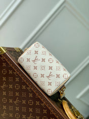 MINI SPEEDY BAG GREEN CHARM 18 IN LIGHT BROWN MONOGRAM DUNE COATED CANVAS