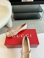 GG BALLET FLAT CREAM SILK