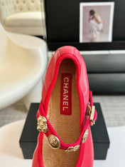 MARY JANE SHOES ROSE RED SHEEPSKIN
