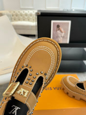 LV CHECKER MARY JANE IN PEANUT BROWN CALFSKIN