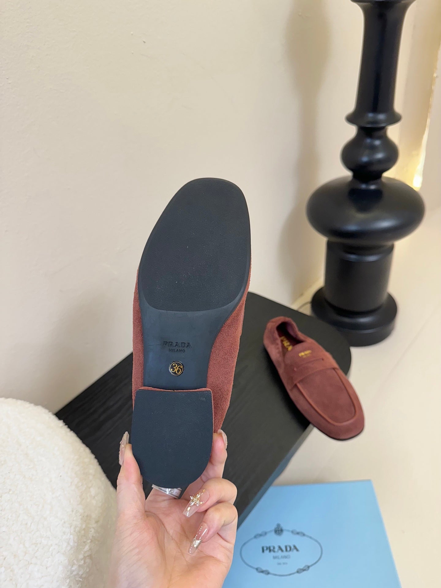 PRADA 25S SHUFFLE LOAFERS IN DARK BROWN SUEDE
