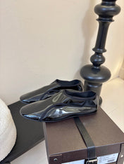 ALAIA 26S FLAT LOAFERS IN BLACK GLOSSY LAMBSKIN