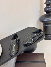 ALAIA 26S FLAT LOAFERS IN BLACK GLOSSY LAMBSKIN