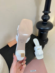 MIUMIU 26S HIGH-HEEL SANDALS 40MM IN WHITE CALFSKIN