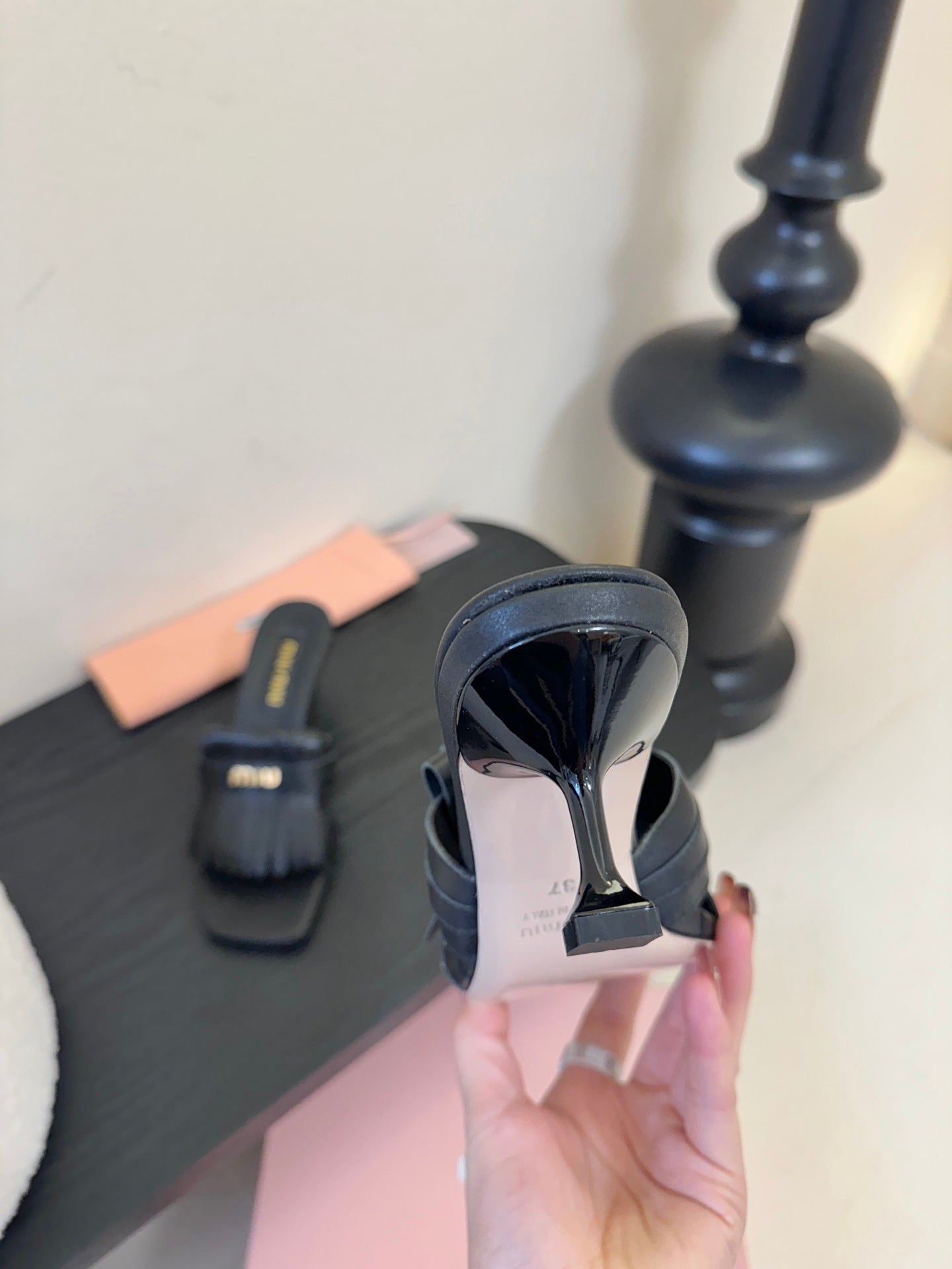 MIUMIU 26S HIGH-HEEL SANDALS 40MM IN BLACK CALFSKIN
