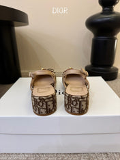 DIOR 26S BALLET SLINGBACK PUMPS IN BROWN DIOR OBLIQUE EMBROIDERED CANVAS