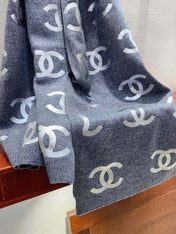 SCARF 190 CM IN COOL GRAY CASHMERE WITH SILVER LOGO 401170