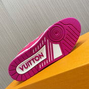 LV 26S LOW TOP SNEAKERS IN WHITE AND HOT PINK CALFSKIN WITH MONOGRAM SOLE DETAIL