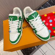 LV 26S LOW TOP SNEAKERS IN GREEN MONOGRAM DENIM AND WHITE CALFSKIN