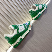 LV 26S LOW TOP SNEAKERS IN GREEN MONOGRAM DENIM AND WHITE CALFSKIN
