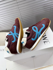 LOEWE 26S BALLET RUNNER 2.0 IN BURGUNDY RED NYLON AND CALFSKIN