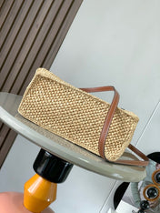 LOEWE 25S WE FONT TOTE BAG 24 IN NATURAL RAFFIA FIBER