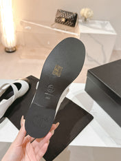 mary jane flat white black patent calfskin