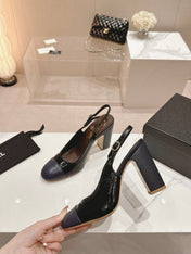 HIGH SLINGBACKS BLACK MIX VIOLET SHEEPSKIN