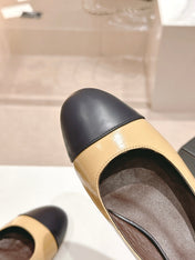 SLINGBACKS PEANUT BROWN MIX BLACK SHEEPSKIN