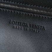 BOTTEGA VENETA 25S DIAGO 22 IN BLACK CALFSKIN PATENT SILVER HARDWARE