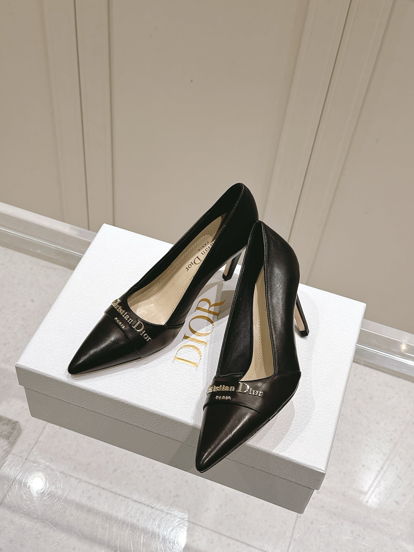 MY DD 25S POINTED TOE PUMP 50MM IN BLACK CALFSKIN