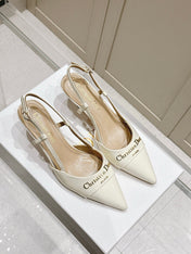MY DD 25S SLINGBACK PUMP 50MM IN WHITE GLOSSY CALFSKIN
