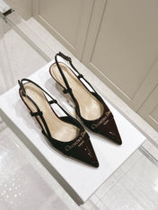 MY DD 25S SLINGBACK PUMP 50MM IN BURGUNDY RED GLOSSY CALFSKIN