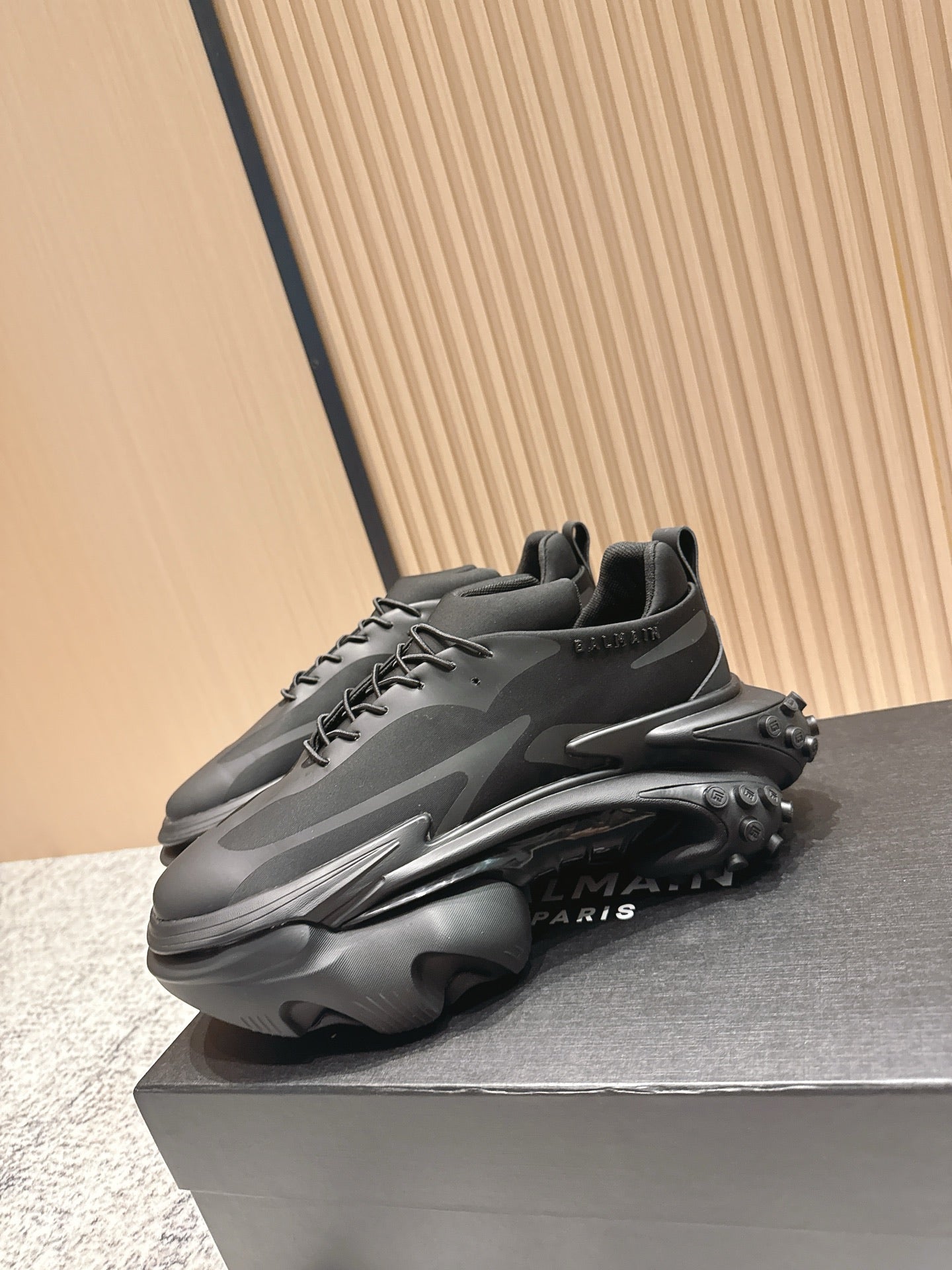 BALMAIN 26S SNEAKERS 60 MM IN BLACK CALFSKIN