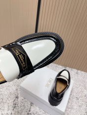 DIOR 25S BOY PLATFORM LOAFERS IN BLACK MIX WHITE CALFSKIN