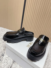 DIOR 25S BOY MULES IN BLACK CALFSKIN
