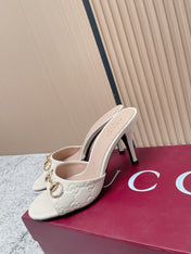 GUCCI 26S HIGH-HEEL SANDALS 85 MM IN CREAM WHITE CALFSKIN